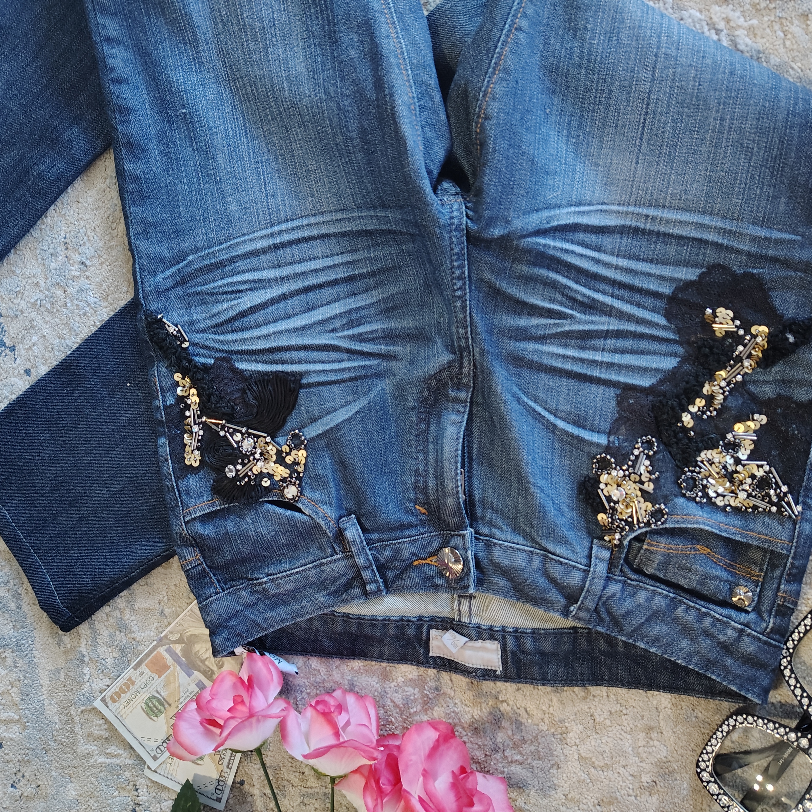 Moiselle Blue Jeans With Sequin Detail